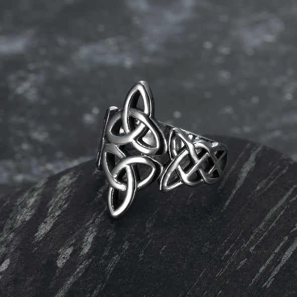 Explore Handcrafted Stainless Steel Triquetra and Celtic Knot Ring