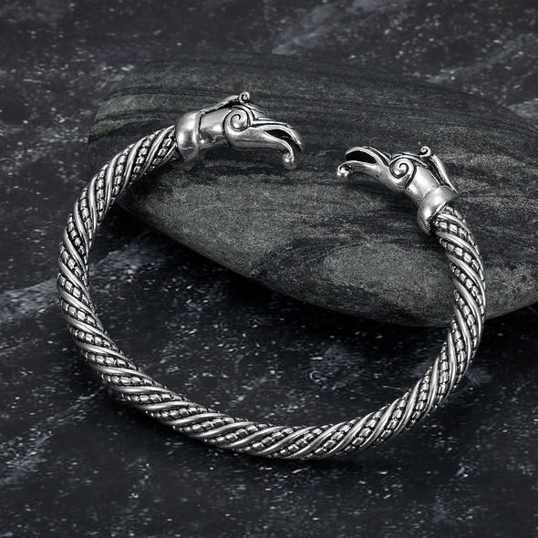 Explore Handcrafted Stainless Steel Dragon Head Torc Bracelet