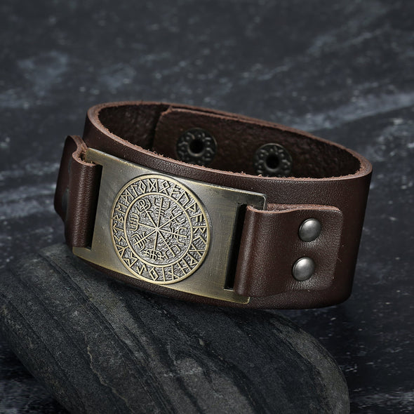 Explore Leather Viking Vegvisir Arm Cuff