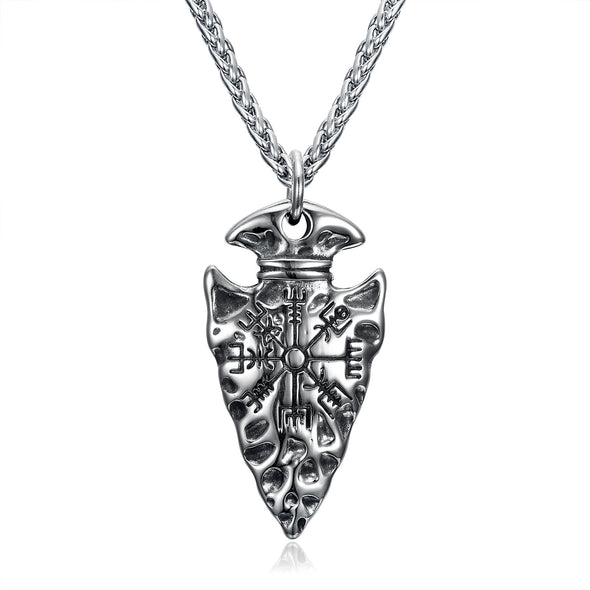 Explore Handcrafted Stainless Steel Viking Spear Head Pendant with Helm of Awe