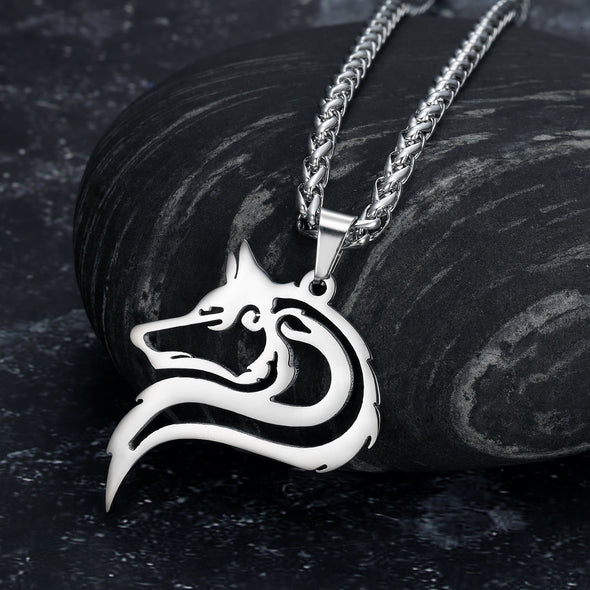 Explore Handcrafted Stainless Steel Odin's Wolf Head Pendant