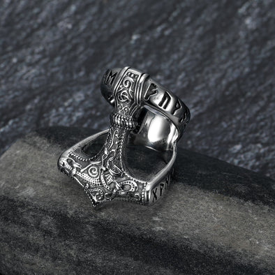 Explore Handcrafted Stainless Steel Open Thor's Hammer Ring