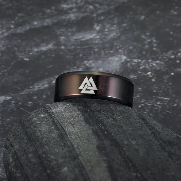 Explore Black Handcrafted Stainless Steel Valknut Ring