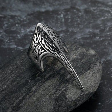 Explore Handcrafted Stainless Steel Stylized Raven Skull Ring
