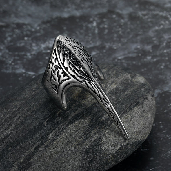 Explore Handcrafted Stainless Steel Stylized Raven Skull Ring