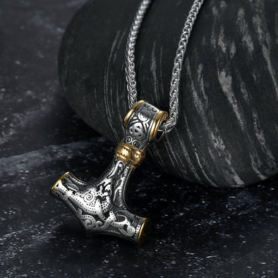 Explore Handcrafted Stainless Steel Dual Color Mammen-Style Thor's Hammer Pendant