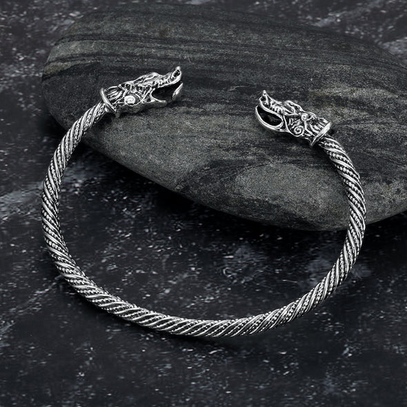 Explore Wolf's Head Torc Bracelet