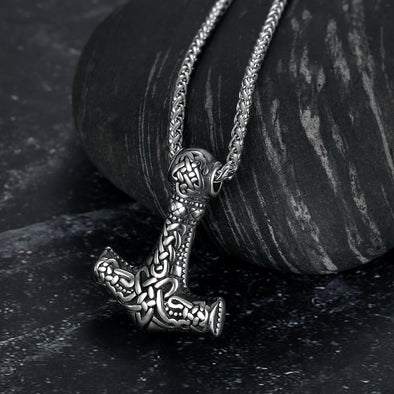 Explore Handcrafted Stainless Steel Fenrir Mjolnir Pendant