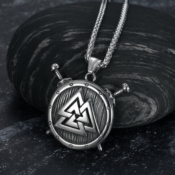 Explore Stainelss Steel Viking Shield and Valknut Necklace