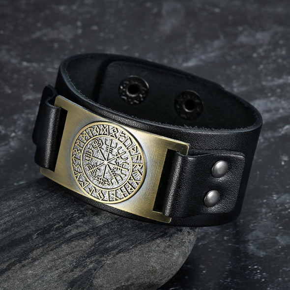 Explore Leather Viking Vegvisir Arm Cuff