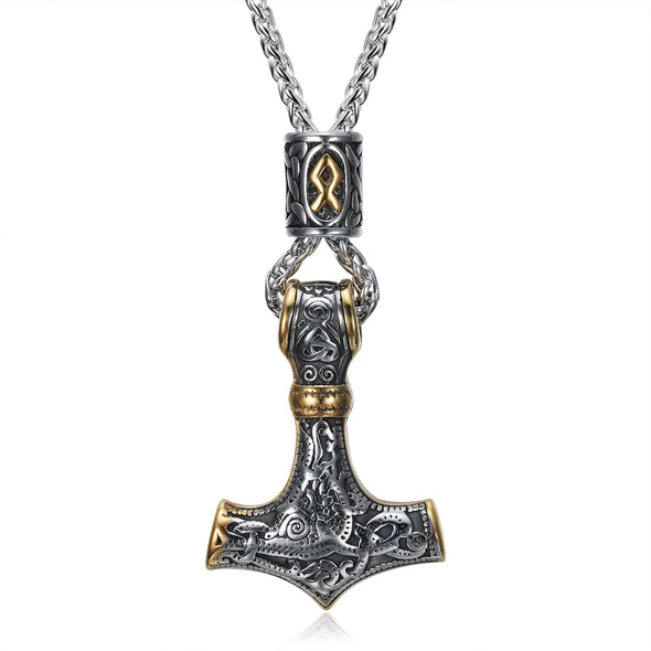 Explore Handcrafted Stainless Steel Mjolnir and Othala Pendant