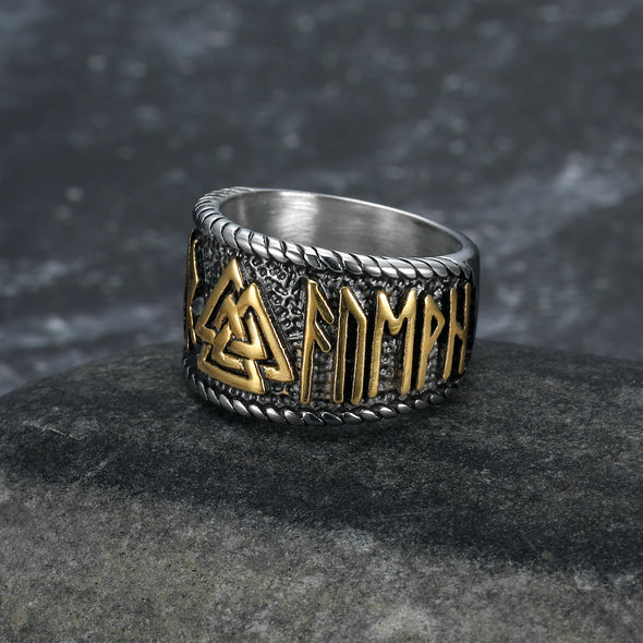 Explore Handcrafted Stainless Steel Valknut and Rune Ring