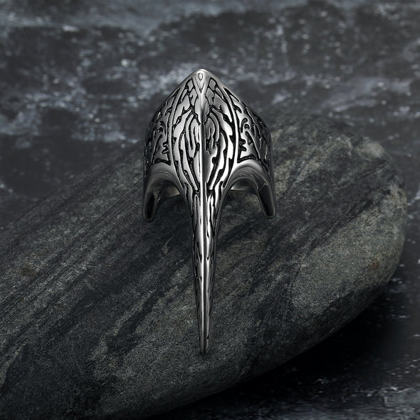 Explore Handcrafted Stainless Steel Stylized Raven Skull Ring