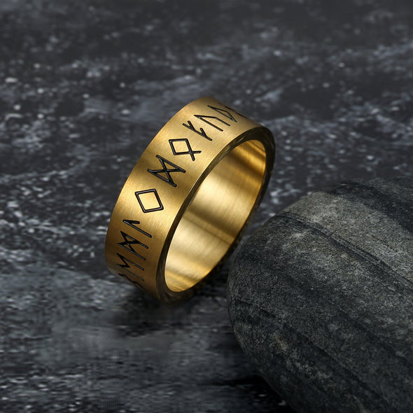 Explore Handcrafted Stainless Steel Wide Rune Ring