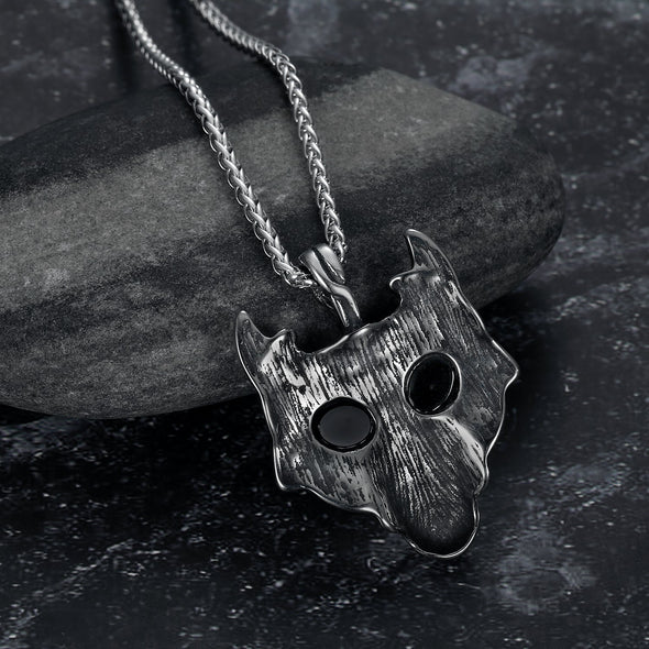 Explore Wolf Head Viking Pendant - Metal Chain