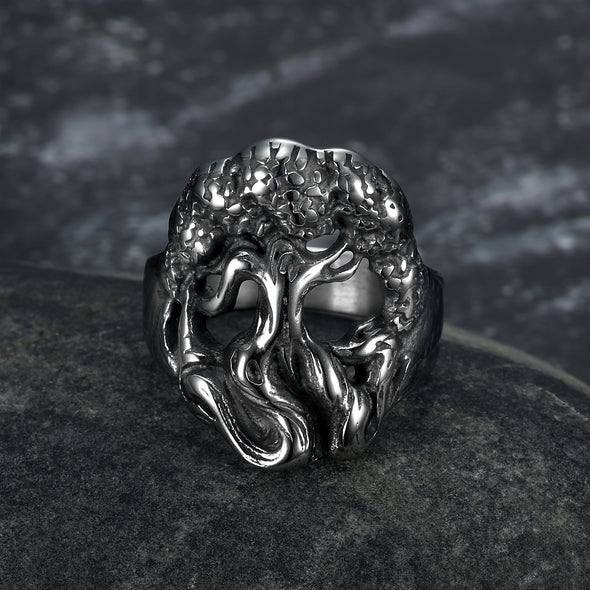 Explore Handcrafted Stainless Steel Yggdrasil / Tree of Life Ring