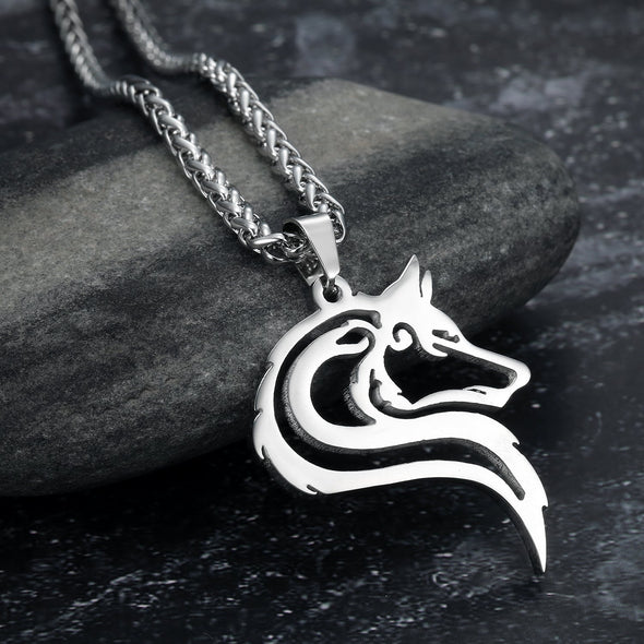 Explore Handcrafted Stainless Steel Odin's Wolf Head Pendant