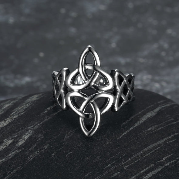 Explore Handcrafted Stainless Steel Triquetra and Celtic Knot Ring