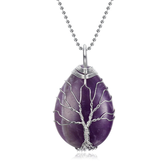 [LIMITED EDITION] Celtic Tree of Life Pendant & Chain on Teardrop Semi-Precious Stone