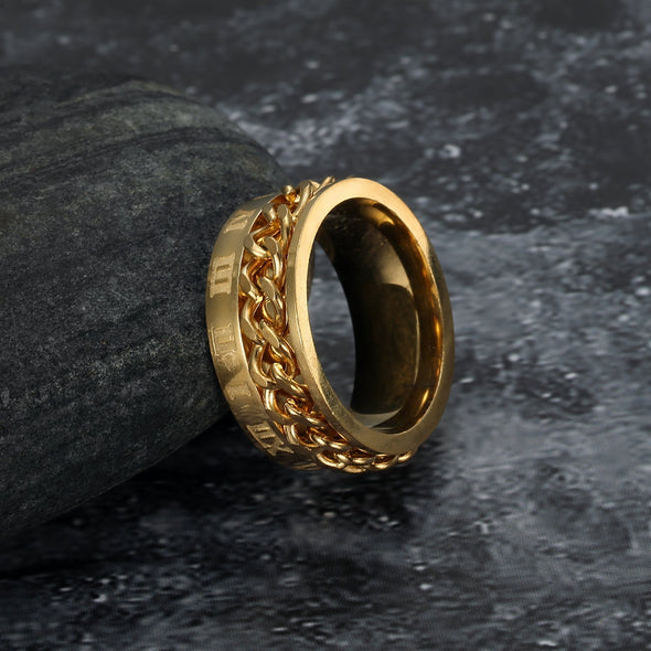 Explore Handcrafted Stainless Steel Rotating Rune Ring