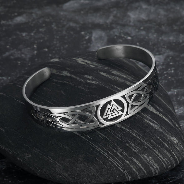 Explore Handcrafted Stainless Steel Valknut and Celtic Design Bracelet