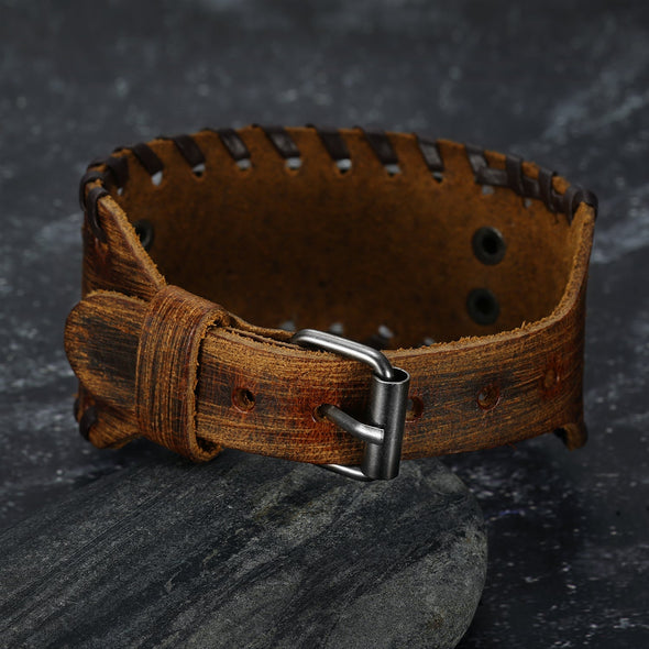 Explore Leather Buckle Arm Cuff With Metal Tree of Life / Yggdrasil Design