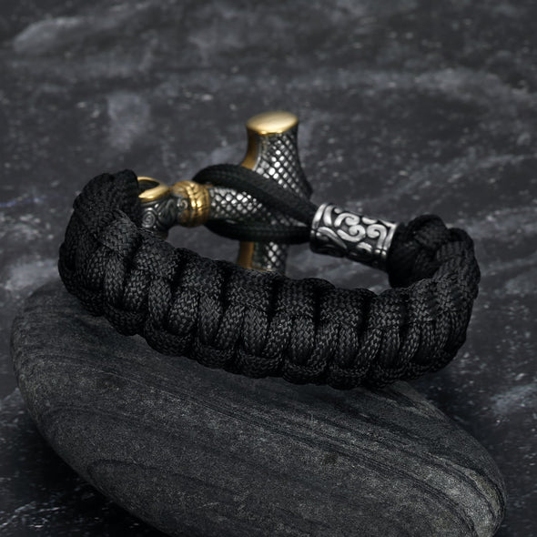 Explore Handcrafted Stainless Steel Paracord and Mjolnir Bracelet