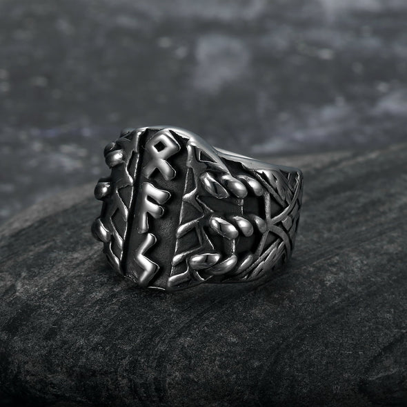 Explore Handcrafted Stainless Steel Triple Rune Ring