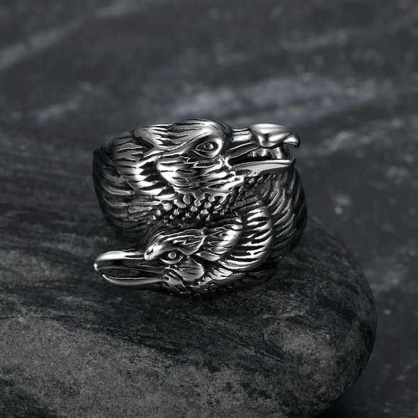 Explore Handcrafted Stainless Steel Twin Raven Ring