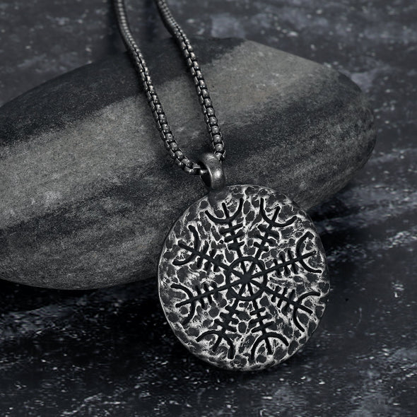 Explore Aged Vegvisir and Helm of Awe Necklace