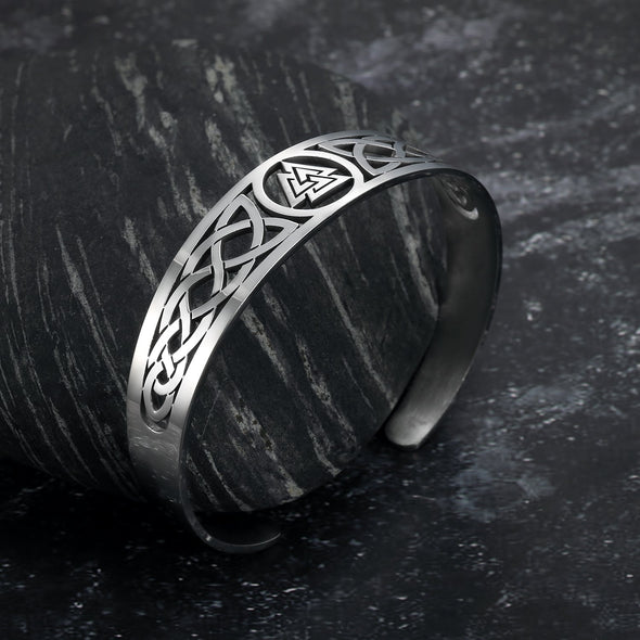 Explore Handcrafted Stainless Steel Valknut and Celtic Design Bracelet