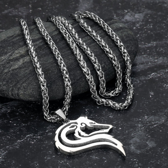 Explore Handcrafted Stainless Steel Odin's Wolf Head Pendant