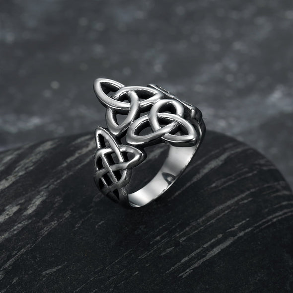 Explore Handcrafted Stainless Steel Triquetra and Celtic Knot Ring