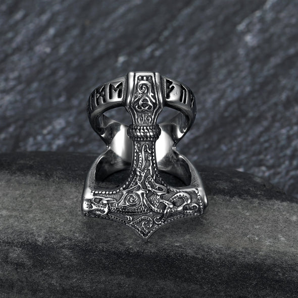 Explore Handcrafted Stainless Steel Open Thor's Hammer Ring