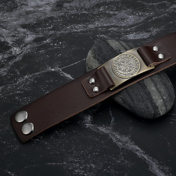 Explore Leather Viking Vegvisir Arm Cuff