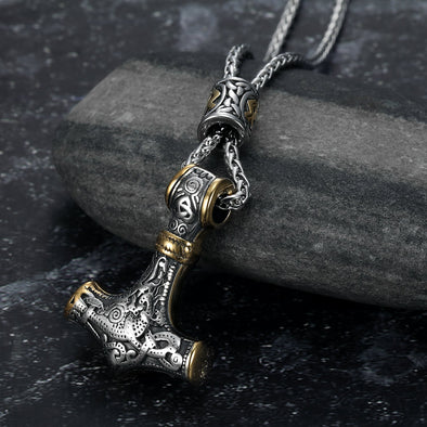 Explore Handcrafted Stainless Steel Mjolnir and Othala Pendant