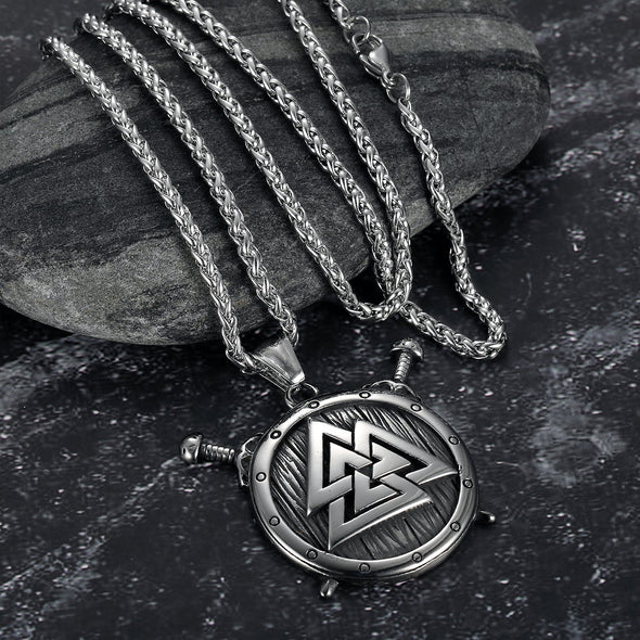 Explore Stainelss Steel Viking Shield and Valknut Necklace