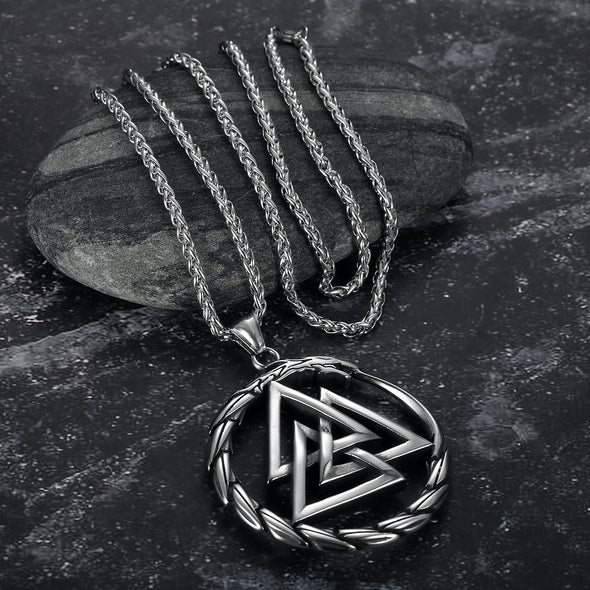 Explore Handcrafted Stainless Steel Valknut and Jormungand Pendant