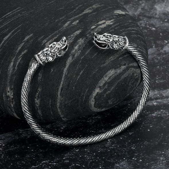 Explore Wolf's Head Torc Bracelet