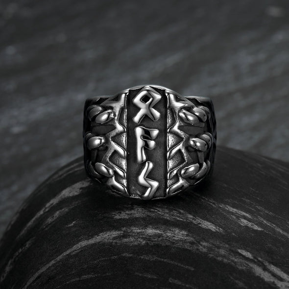 Explore Handcrafted Stainless Steel Triple Rune Ring