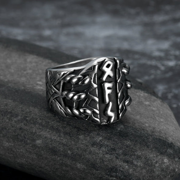 Explore Handcrafted Stainless Steel Triple Rune Ring