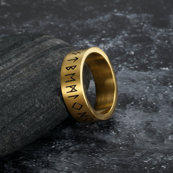 Explore Handcrafted Stainless Steel Wide Rune Ring