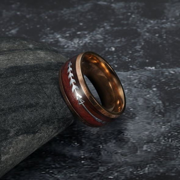 Explore Tungsten Carbide Wedding Band With Wood and Arrow Inlay