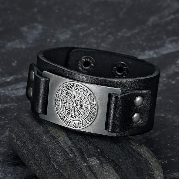 Explore Leather Viking Vegvisir Arm Cuff