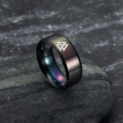 Explore Black Handcrafted Stainless Steel Valknut Ring