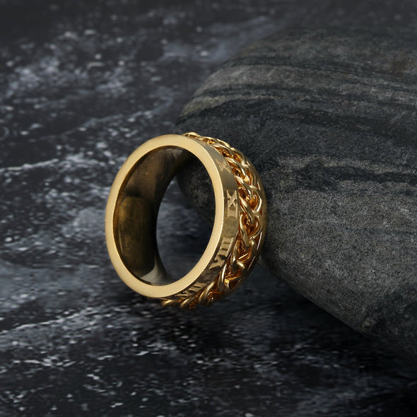 Explore Handcrafted Stainless Steel Rotating Rune Ring