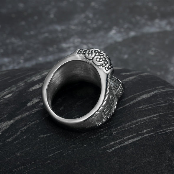 Explore Handcrafted Stainless Steel Thor's Hammer and Rune Ring