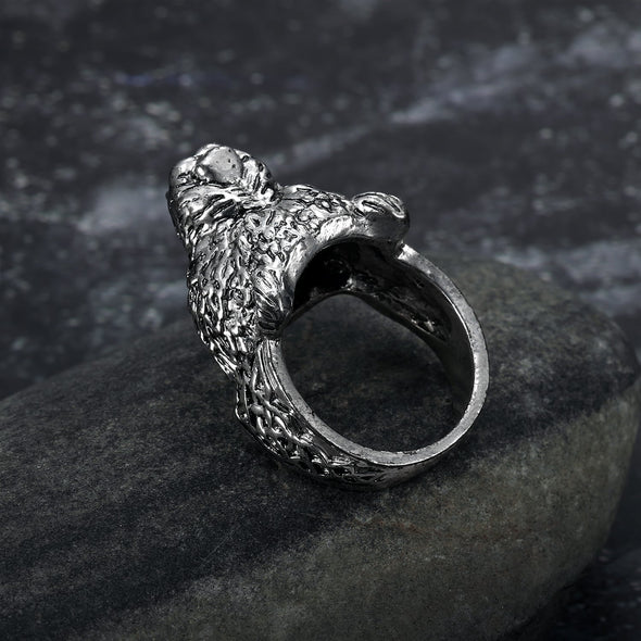 Explore Handcrafted Stainless Steel Odin and Wolf Ring