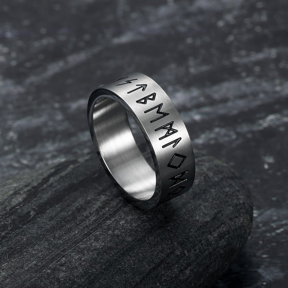 Explore Handcrafted Stainless Steel Wide Rune Ring