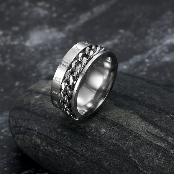 Explore Handcrafted Stainless Steel Rotating Rune Ring